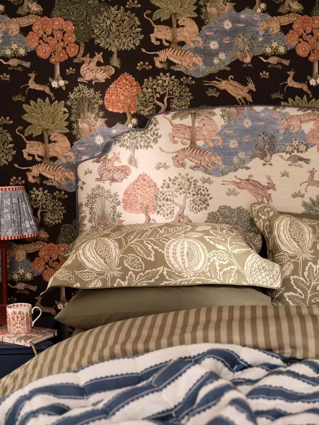 Pinetum Quilted Frilled Bedspread, Blue