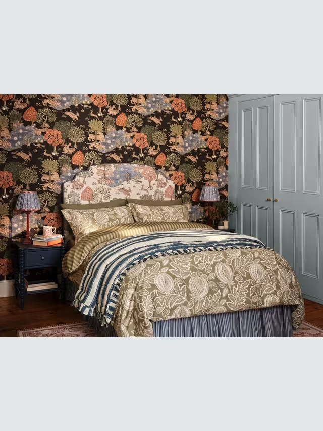 Pinetum Quilted Frilled Bedspread, Blue