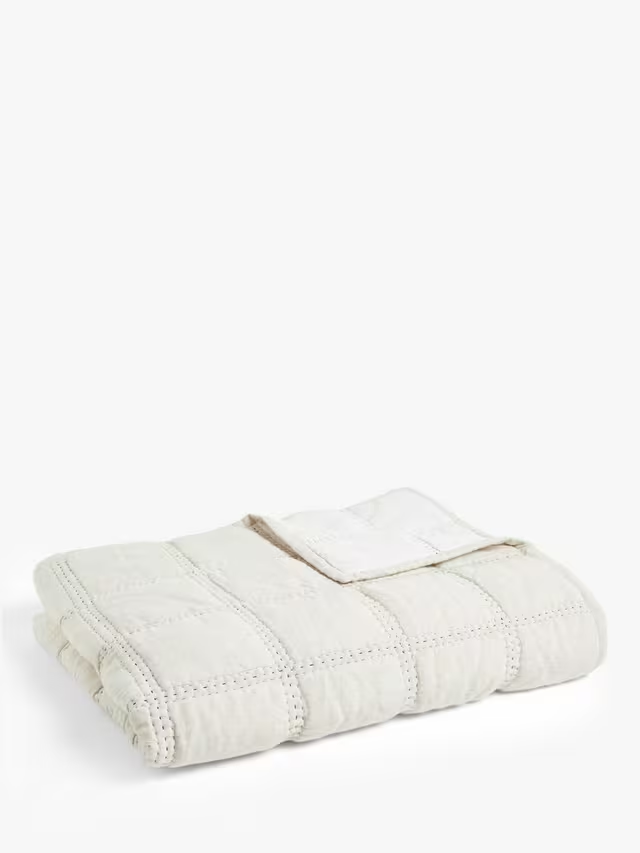 Linen Blend Stitch Bedspread, Natural