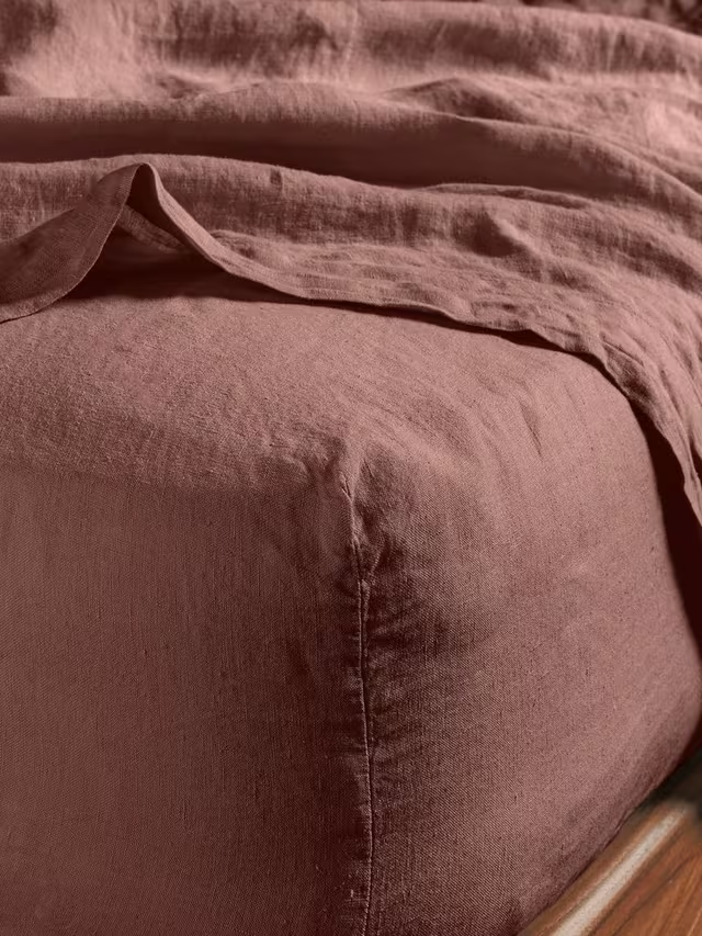 100% Linen Deep Fitted Sheets, Rust