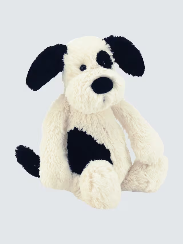 Bashful Puppy Soft Toy, Medium, Black/Cream