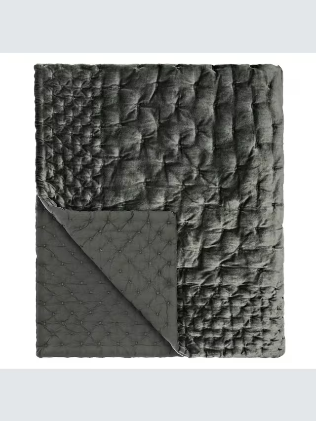 Boutique Hotel Velvet Stitch Quilted Bedspread, Steel, L260 x W250cm