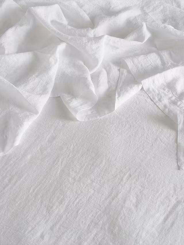 100% Linen Flat Sheets, Snow
