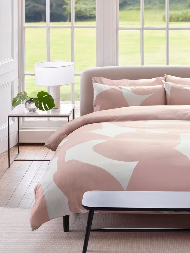 300 Cotton Thread Count Floral Leaf Print Duvet Cover , Pink