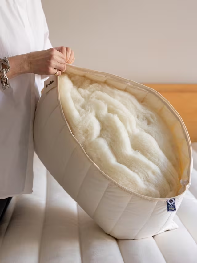 Luxury Quilted Wool King Size Pillow, Soft