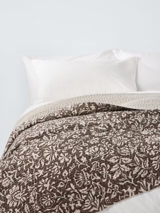Widemar Linen Blend Quilted Bedspread, Cocoa