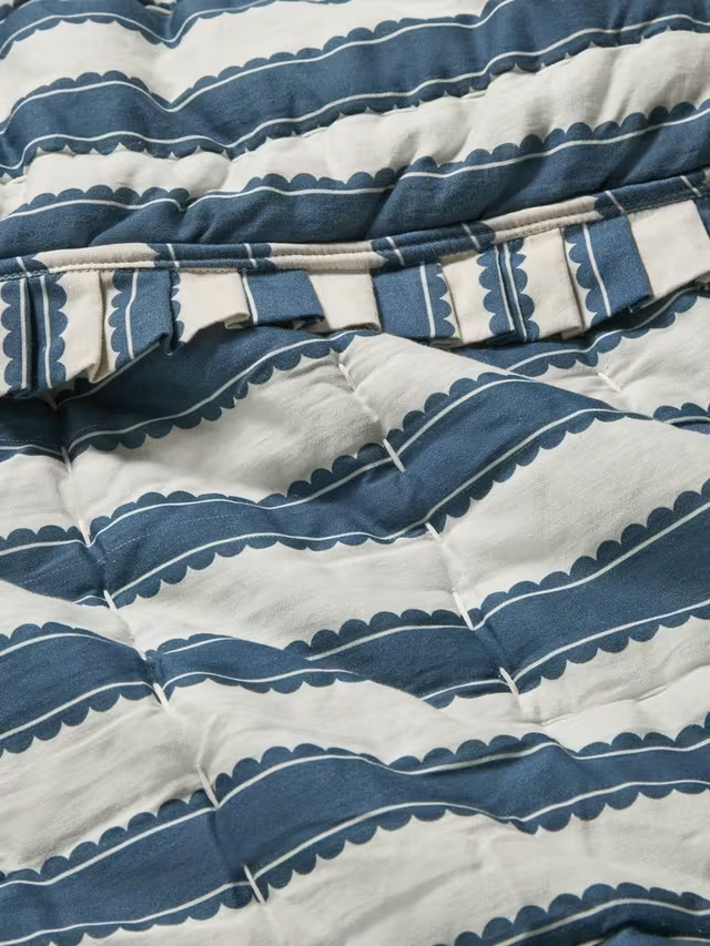 Pinetum Quilted Frilled Bedspread, Blue