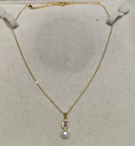 STK819 7-8mm Nature Fresh Water Pearl Pendant