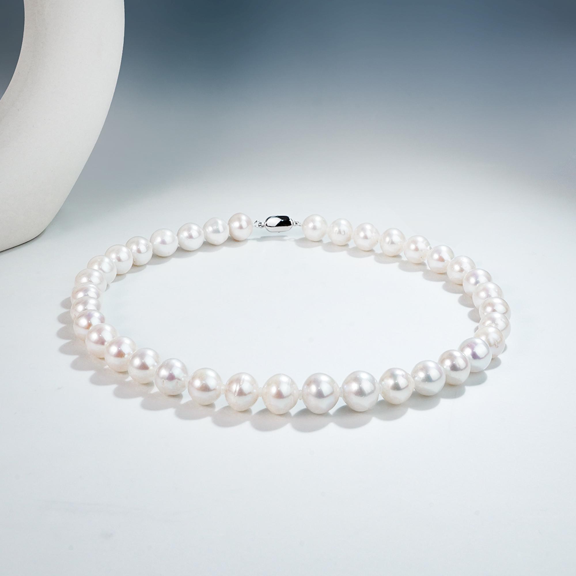 TIME YA379 12-13mm Pearl Necklace Elegant Freshwater Pearls Classic Timeless Appeal for Natural Beauty