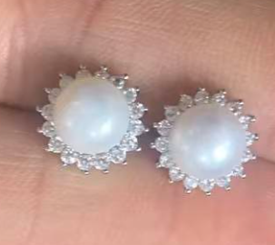 SP036 7-8mm Nature Fresh Water Pearl Earrings