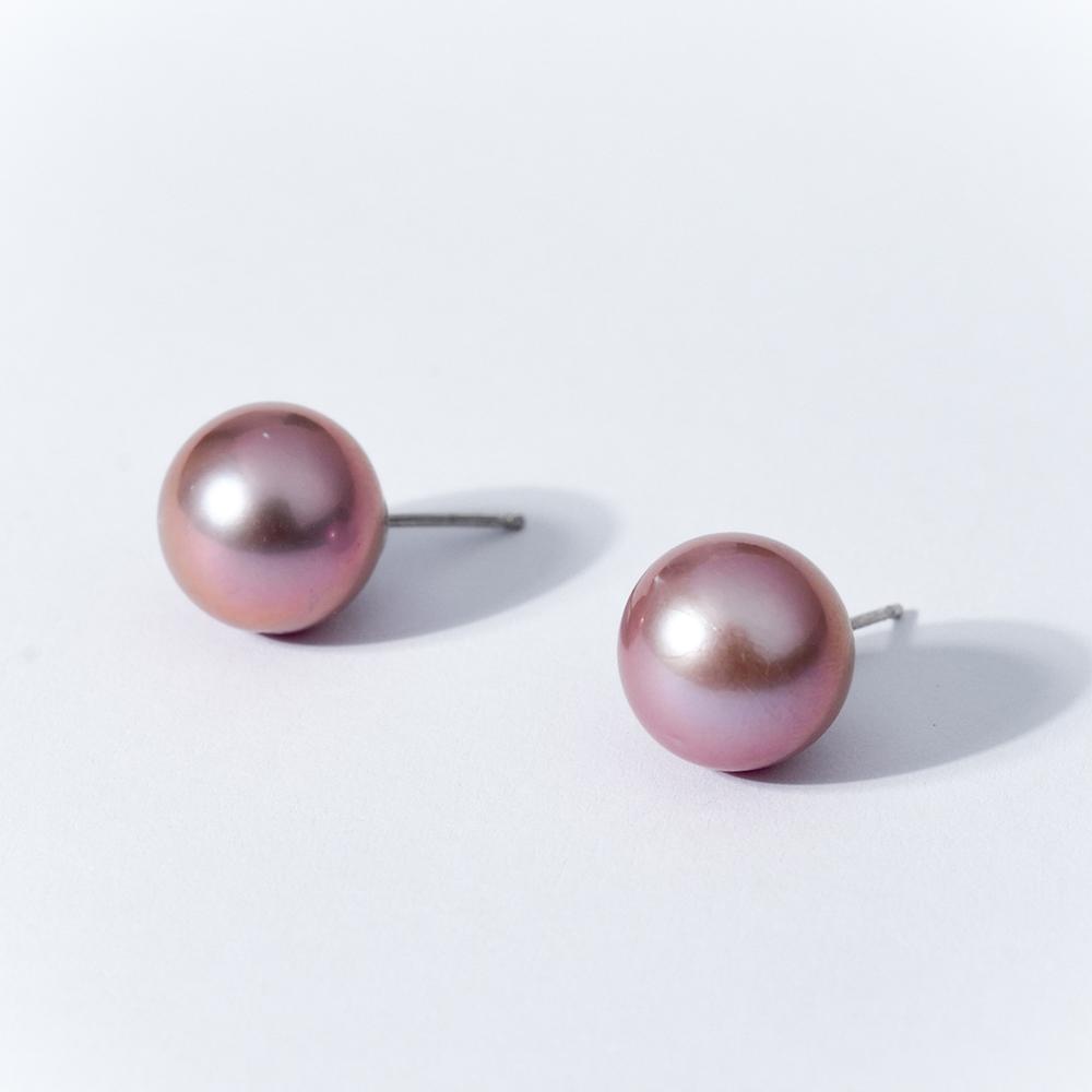 TK062 11-12mm Purple Pearl Earrings fresh water pearls for birthday/anniversary/holiday /retirement/ graduation presents