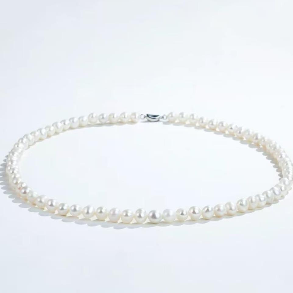 XA821-45 7-8mm Non-nucleated Fresh Water Pearl Necklace for birthday/anniversary/holiday /retirement/ graduation presents