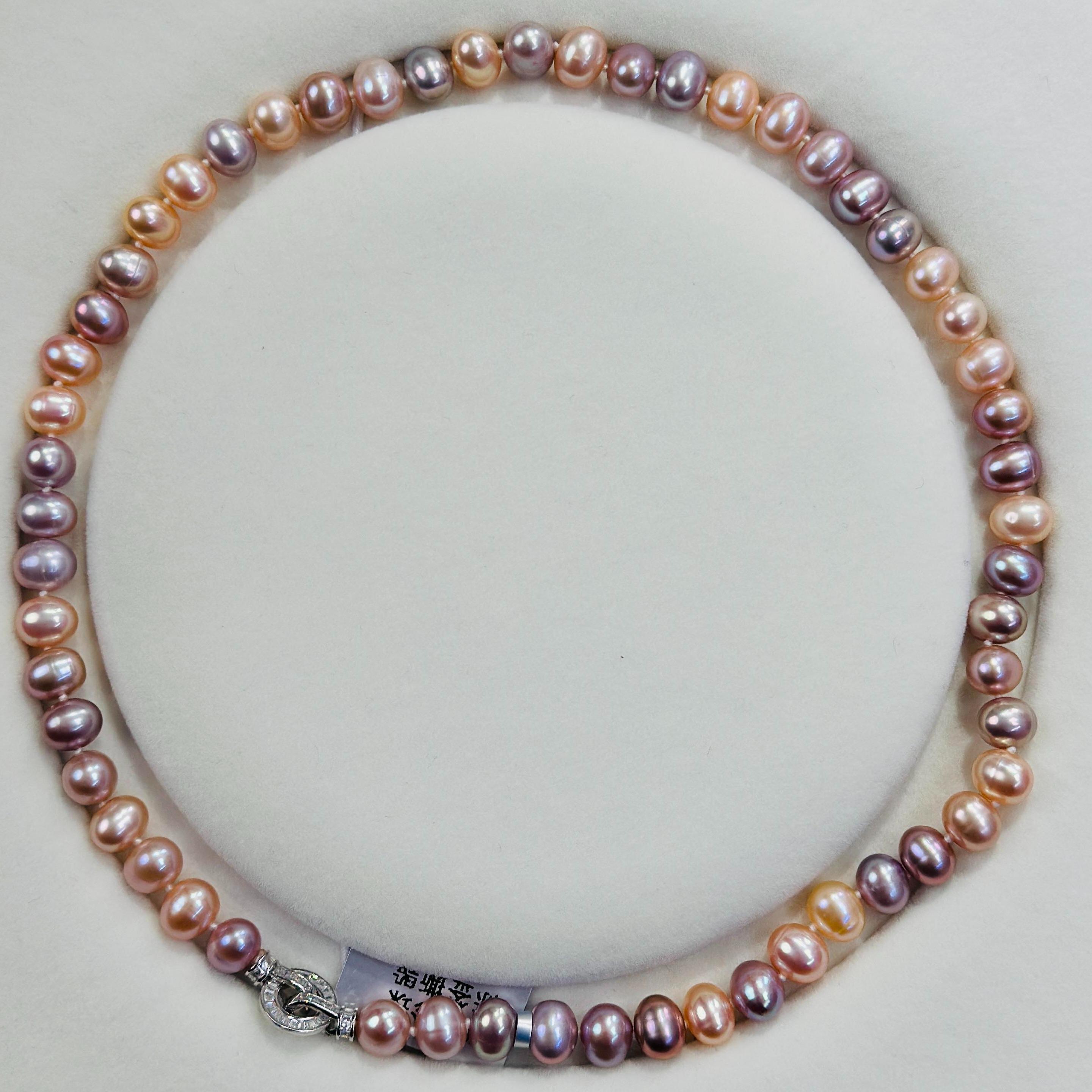 LTK729 7-8mm Non-nucleated Fresh Water Pearl Necklace for birthday/anniversary/holiday /retirement/ graduation presents