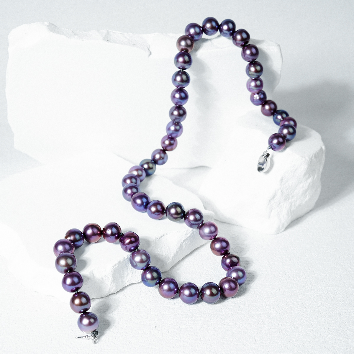 NYTK567-45 7.5-8.5mm Pearl Necklace fresh water pearl purple pearl