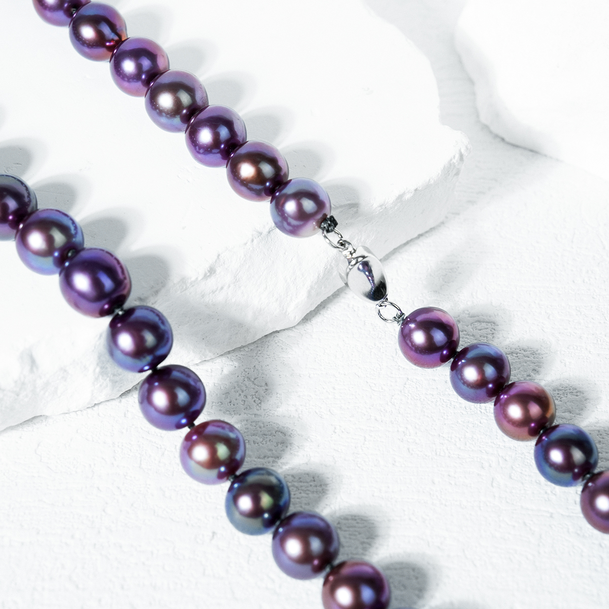 NYTK567-45 7.5-8.5mm Pearl Necklace fresh water pearl purple pearl
