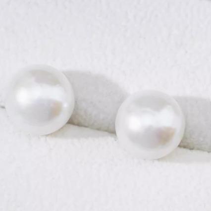 YE96 11-12mm Edison Pearl earrings stud S925 fresh water pearls
