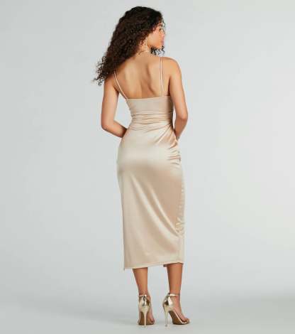 Seona Formal Satin Midi Dress