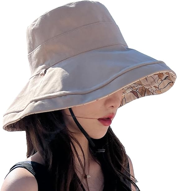 Cappello da pescatore reversibile da donna con protezione UV, berretto da viaggio ripiegabile, cappelli da sole a tesa larga