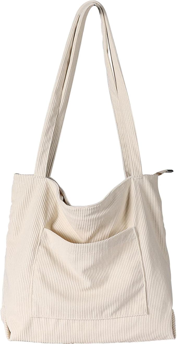 Borsa da donna in velluto a coste, borsa a spalla grande per il tempo libero, borsa per lo shopping di grande capacità, borsa da lavoro