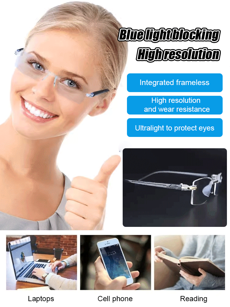 Anti blue light zoom reading glasses