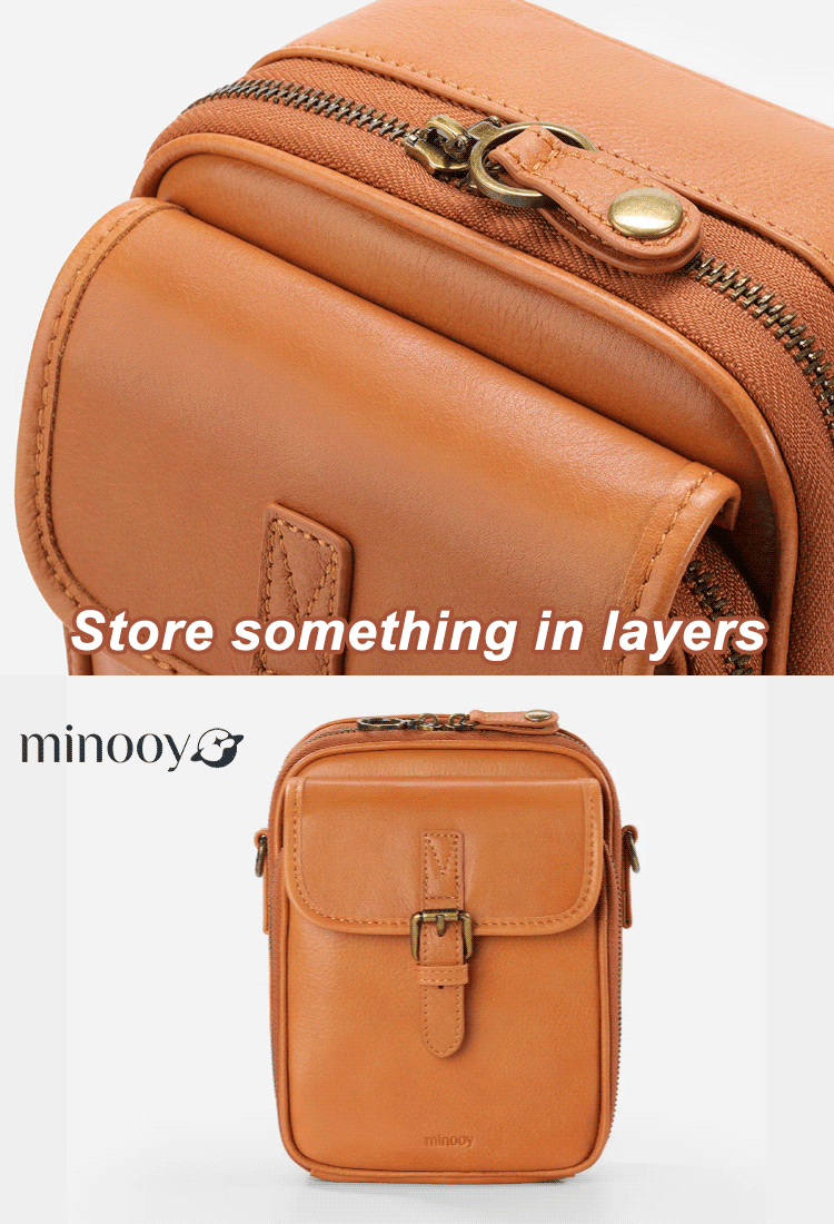 ✨A leather crossbody bag used by Hollywood actresses! ✨It has a built-in anti-theft wallet, glasses slot and keychain.