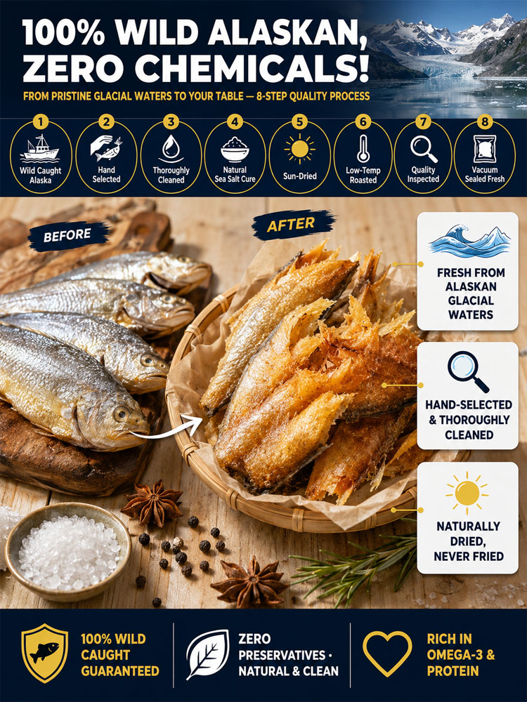 【One bag / 150 fish】Ready-to-eat crispy and delicious dried yellow croaker 🐟 Non-fried, low-calorie|Low sodium