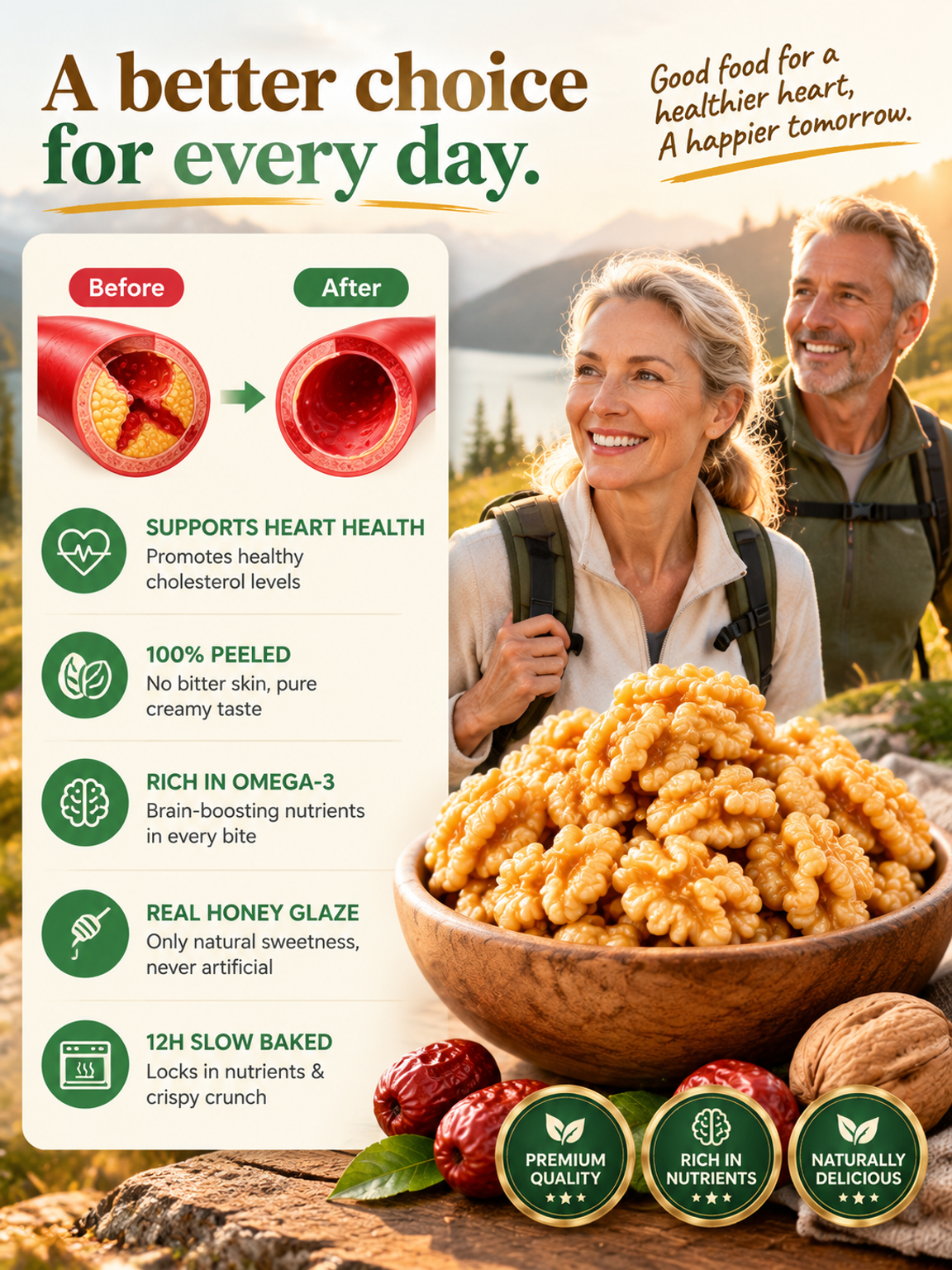 🌰【 TODAY ONLY: Buy 2 Get 2 FREE! 】👉 Premium Honey-Glazed Peeled Walnuts | No Bitter Skin Healthy Snack
