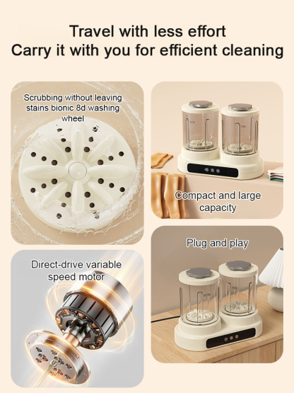 Dual-Tub Mini Washer for Intimates ❤ Wireless Sterilization & No Installation