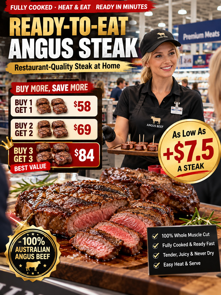 🥩【 TODAY ONLY: Add $7.5 for 1 extra bag!】👉 Premium Whole-Cut Australian Angus Beef | Juicy, Tender & Ready to Eat