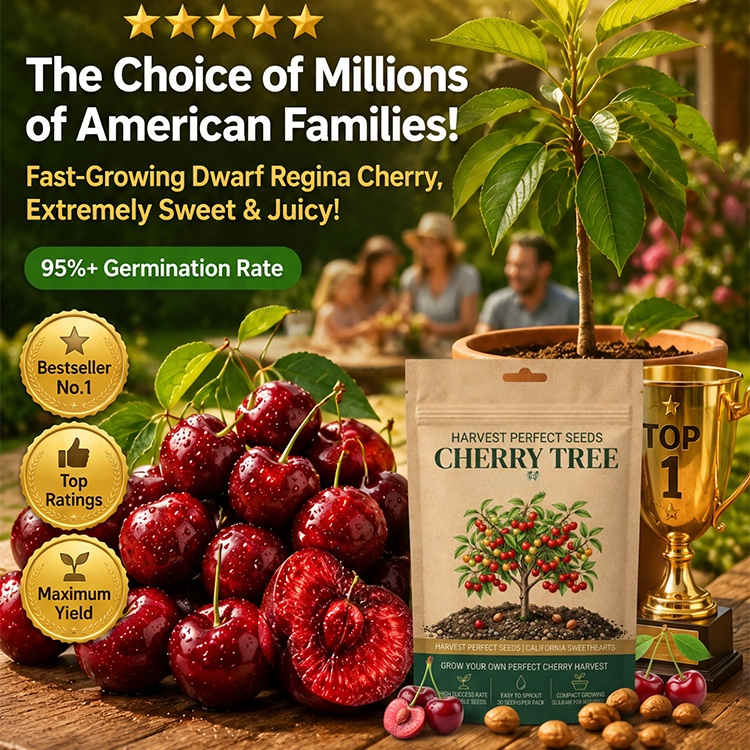 [100% Germination Guarantee] 4J XXL Regina Sweet Cherry Seeds | Carefully Selected Seeds with High Germination Rates | Bears Fruit Within One Year of Planting | Ideal for Balconies and Gardens | Cold-Hardy to -20°C 🍒