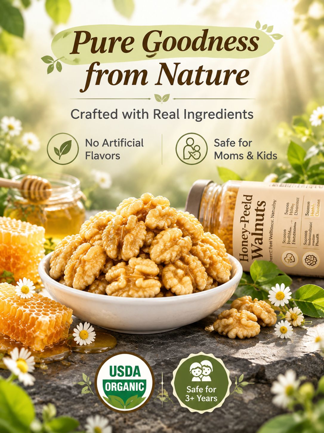 🌰【 TODAY ONLY: Buy 2 Get 2 FREE! 】👉 Premium Honey-Glazed Peeled Walnuts | No Bitter Skin Healthy Snack