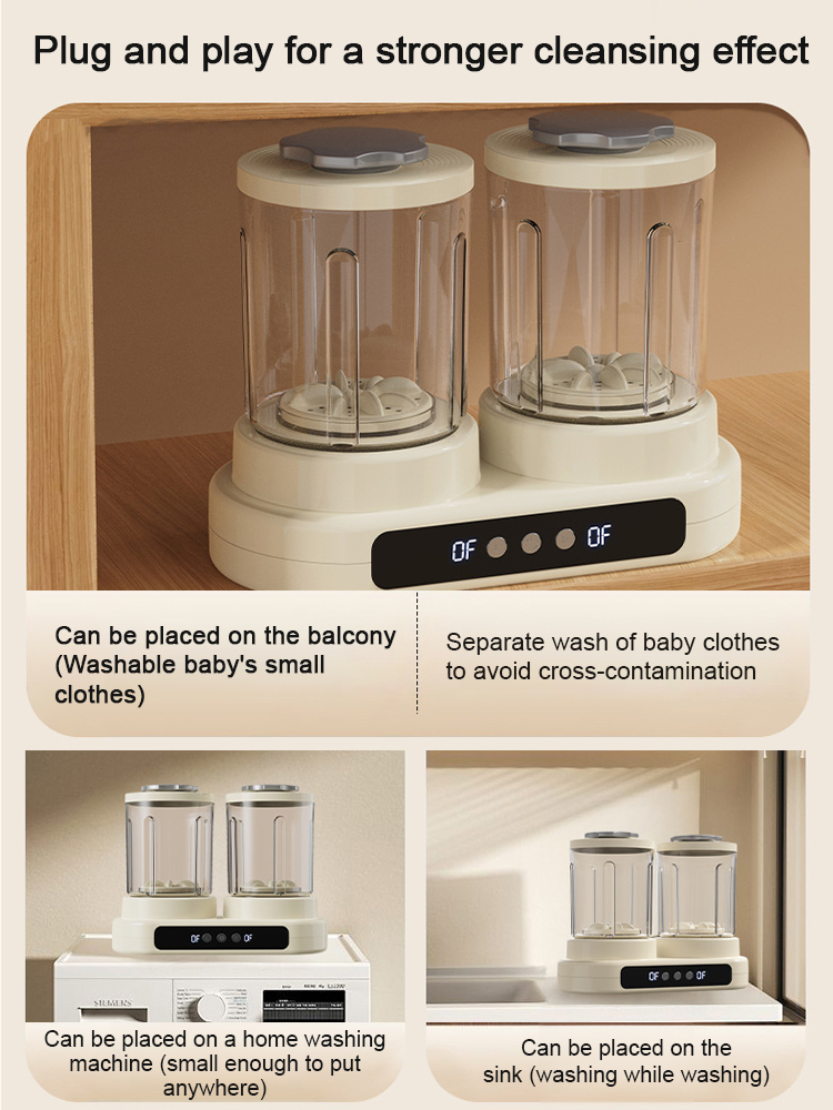 Dual-Tub Mini Washer for Intimates ❤ Wireless Sterilization & No Installation