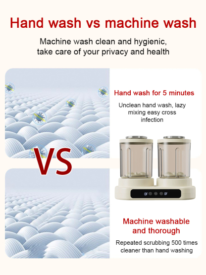 Dual-Tub Mini Washer for Intimates ❤ Wireless Sterilization & No Installation