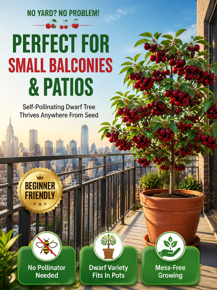 [100% Germination Guarantee] 4J XXL Regina Sweet Cherry Seeds | Carefully Selected Seeds with High Germination Rates | Bears Fruit Within One Year of Planting | Ideal for Balconies and Gardens | Cold-Hardy to -20°C 🍒
