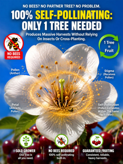 [100% Germination Guarantee] 4J XXL Regina Sweet Cherry Seeds | Carefully Selected Seeds with High Germination Rates | Bears Fruit Within One Year of Planting | Ideal for Balconies and Gardens | Cold-Hardy to -20°C 🍒