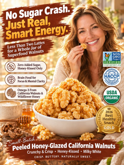 🌰【 TODAY ONLY: Buy 2 Get 2 FREE! 】👉 Premium Honey-Glazed Peeled Walnuts | No Bitter Skin Healthy Snack