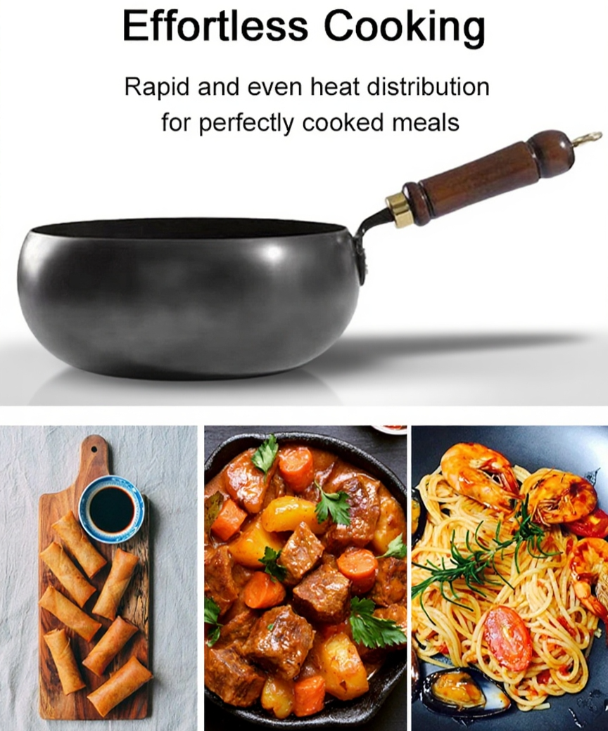 【50% cheaper than brand prices!】Authentic Japanese hand-forged wrought iron skillets ❤ Ultra-lightweight/Rust-proof/Pre-seasoned & ready to use!