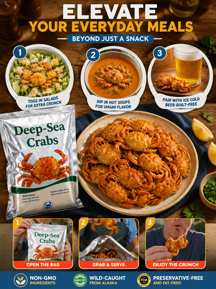 【 TODAY ONLY: Buy 1 Get 1 Free!】🦀【 TODAY ONLY: $8/Large Bag!】👉Low-fat, crispy, ready-to-eat crab meat snacks