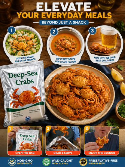 【 TODAY ONLY: Buy 1 Get 1 Free!】🦀【 TODAY ONLY: $8/Large Bag!】👉Low-fat, crispy, ready-to-eat crab meat snacks