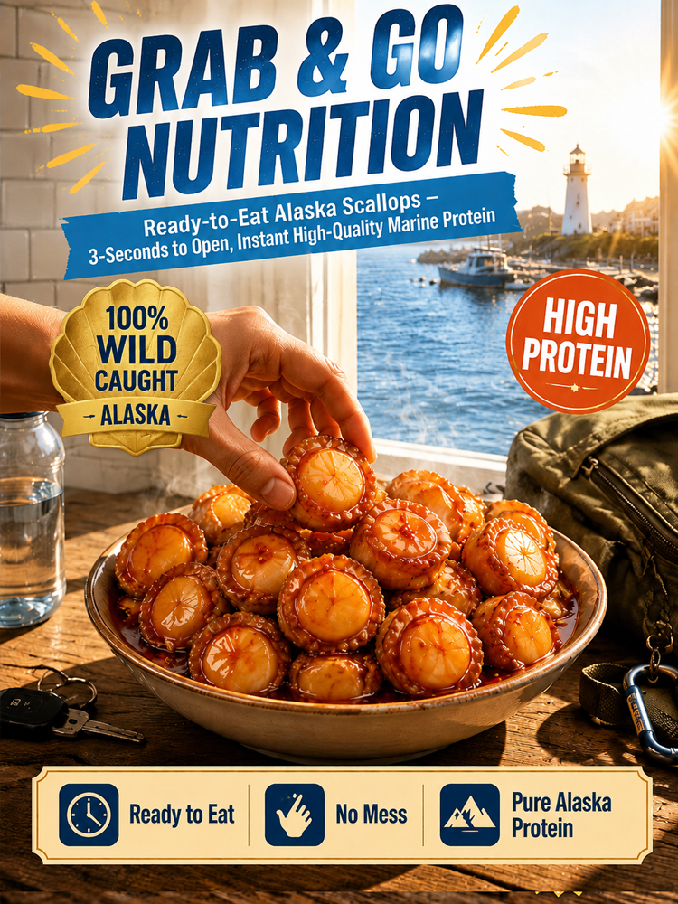 🌶️【 TODAY ONLY: Buy 1 Get 2 Free!】 Wild Alaska Ready to Eat Wild Scallops | High Protein Keto Snack 🐚