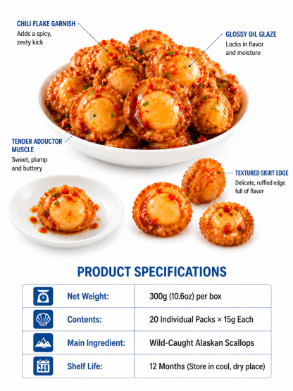 【 TODAY ONLY: Buy 1 Get 1 Free!】🌶️ Wild Alaska Ready to Eat Wild Scallops | High Protein Keto Snack 🐚