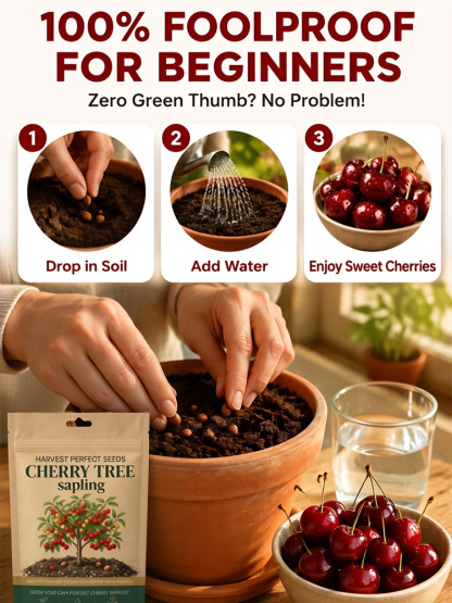 [100% Germination Guarantee] 4J XXL Regina Sweet Cherry Seeds | Carefully Selected Seeds with High Germination Rates | Bears Fruit Within One Year of Planting | Ideal for Balconies and Gardens | Cold-Hardy to -20°C 🍒