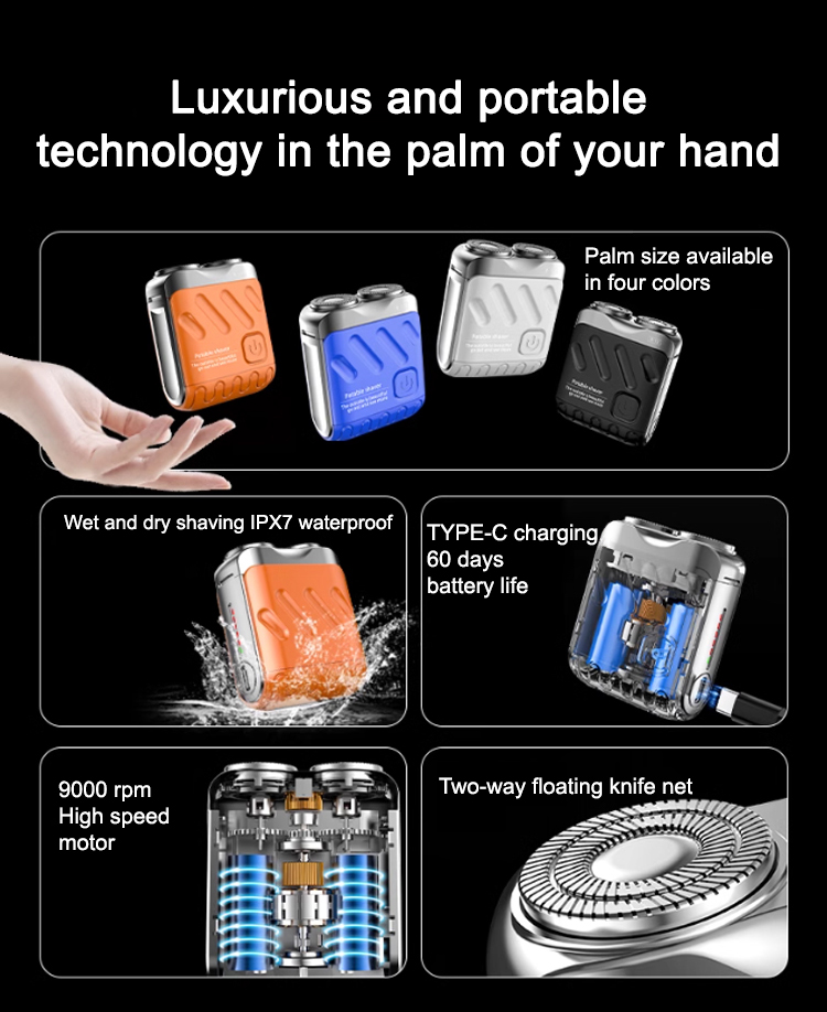 【10-Year Free Replacement】Rotating Dual-Ring Electric Shaver ❤️ Annual Charging·Fully Washable