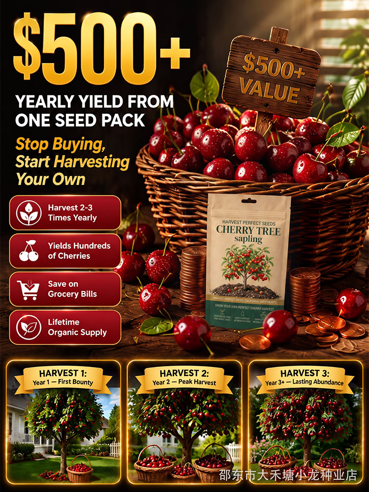 [100% Germination Guarantee] 4J XXL Regina Sweet Cherry Seeds | Carefully Selected Seeds with High Germination Rates | Bears Fruit Within One Year of Planting | Ideal for Balconies and Gardens | Cold-Hardy to -20°C 🍒