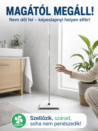 Kézmosás nélküli háztartási lapos felmosó.
