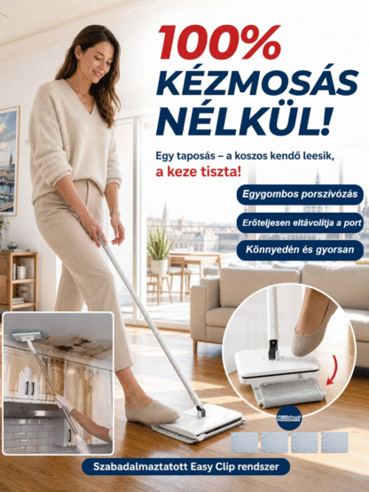 Kézmosás nélküli háztartási lapos felmosó.