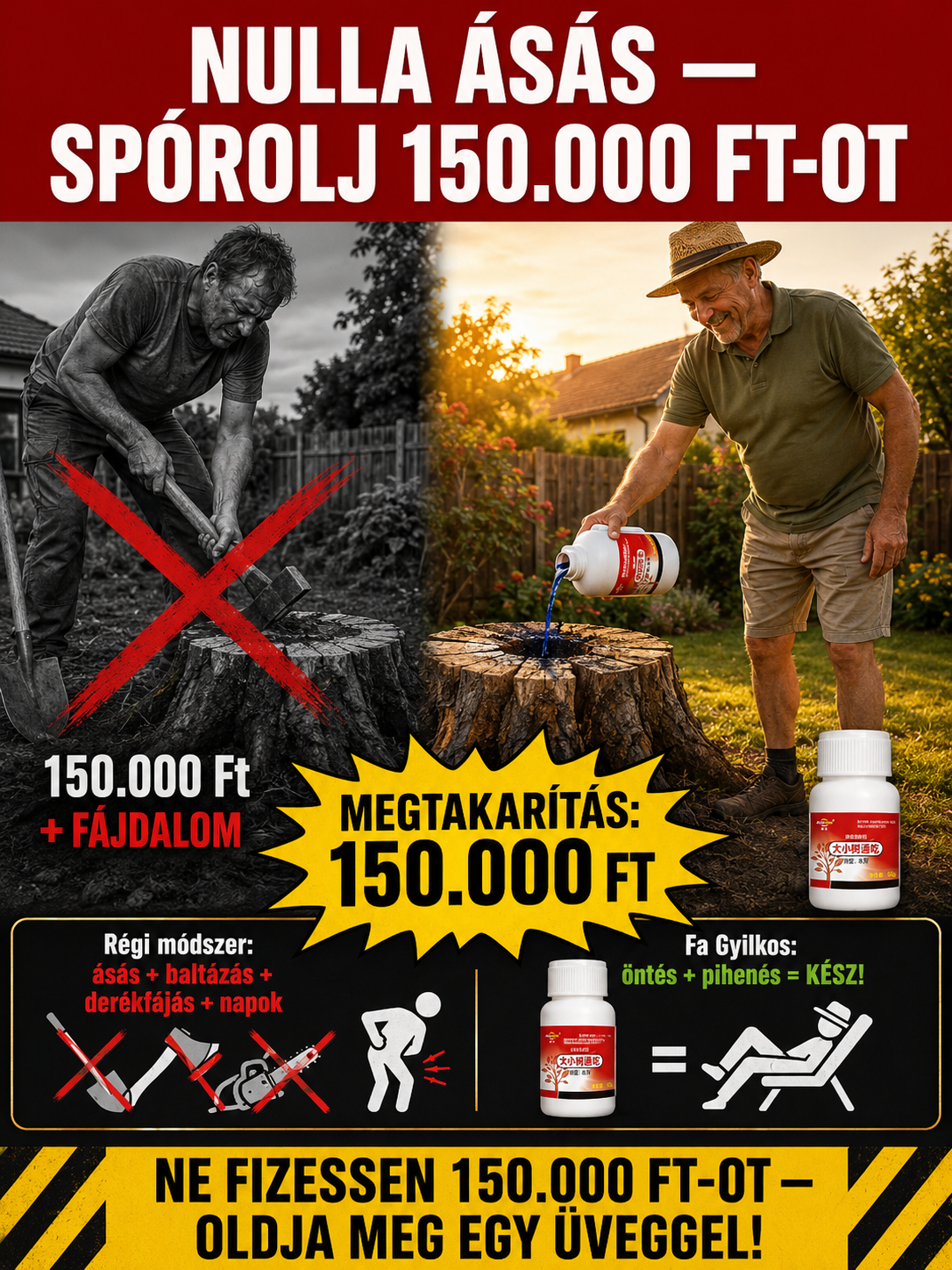 Fakivágásra és gyökérirtásra szolgáló speciális szer