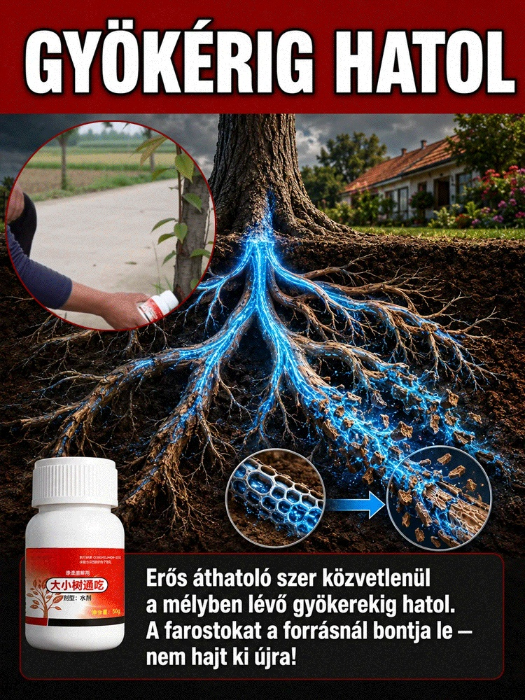 Fakivágásra és gyökérirtásra szolgáló speciális szer