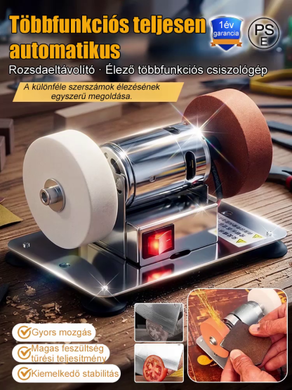 Teljesen automatikus, multifunkciós, dupla csiszolókorongos rozsdaeltávolító és polírozó gép