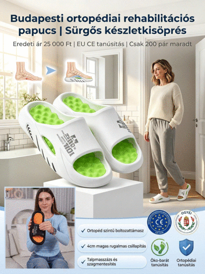 Emelt talpú, csúszásgátló páros papucs